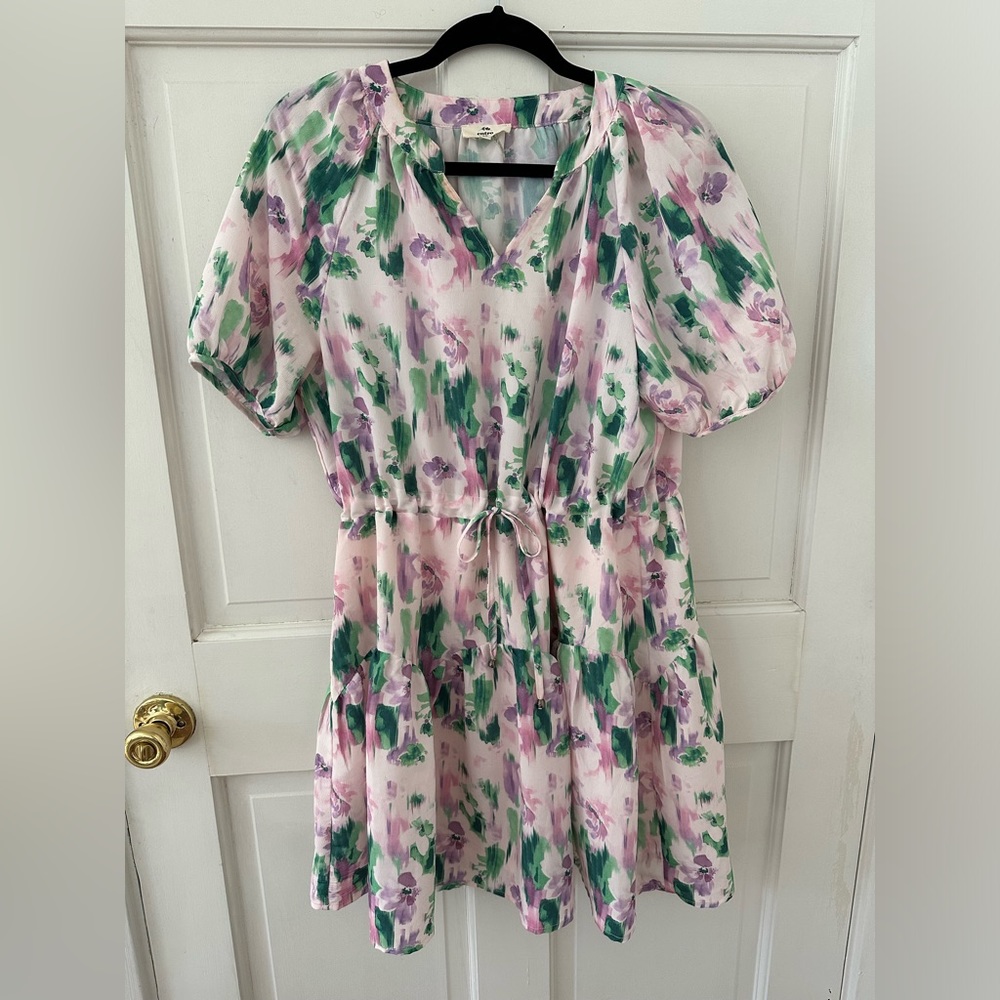 Women’s Entro Watercolor Floral Puff Sleeve Dress Size S